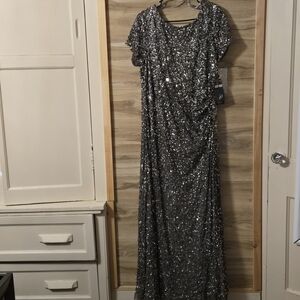 Elegant Silver Sequin Gown